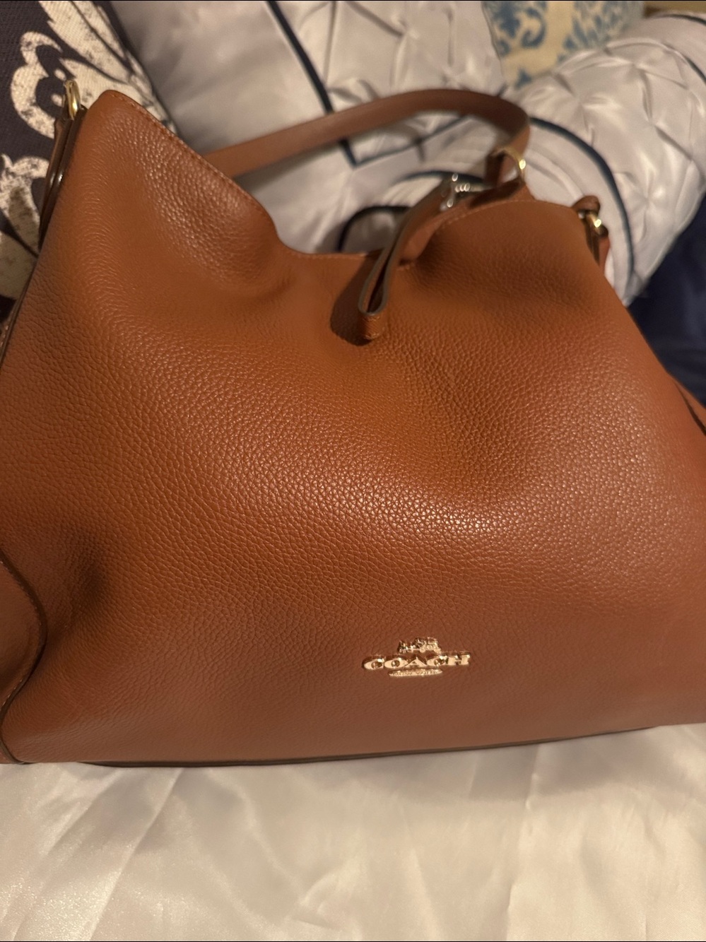 Coach Caramel Brown Pebbled Satchel  Leather Purse